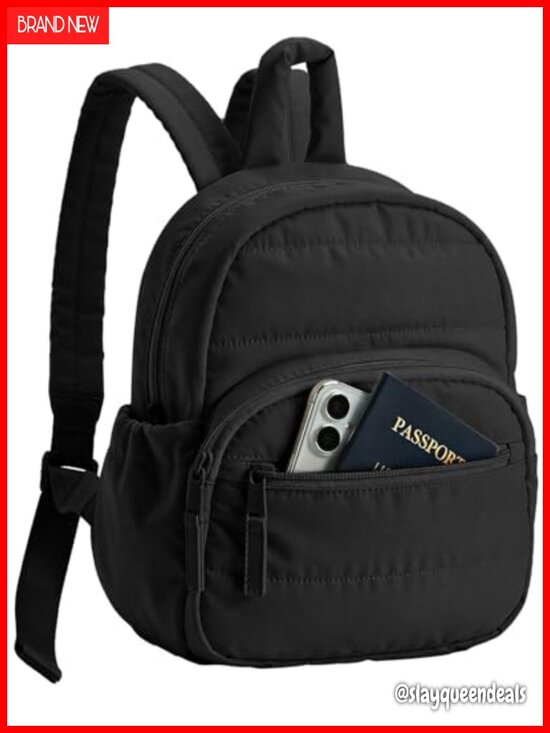 Quilted Mini Backpack for Women, Water-Resistant, Multi-Pocket, Adjustable main image 5